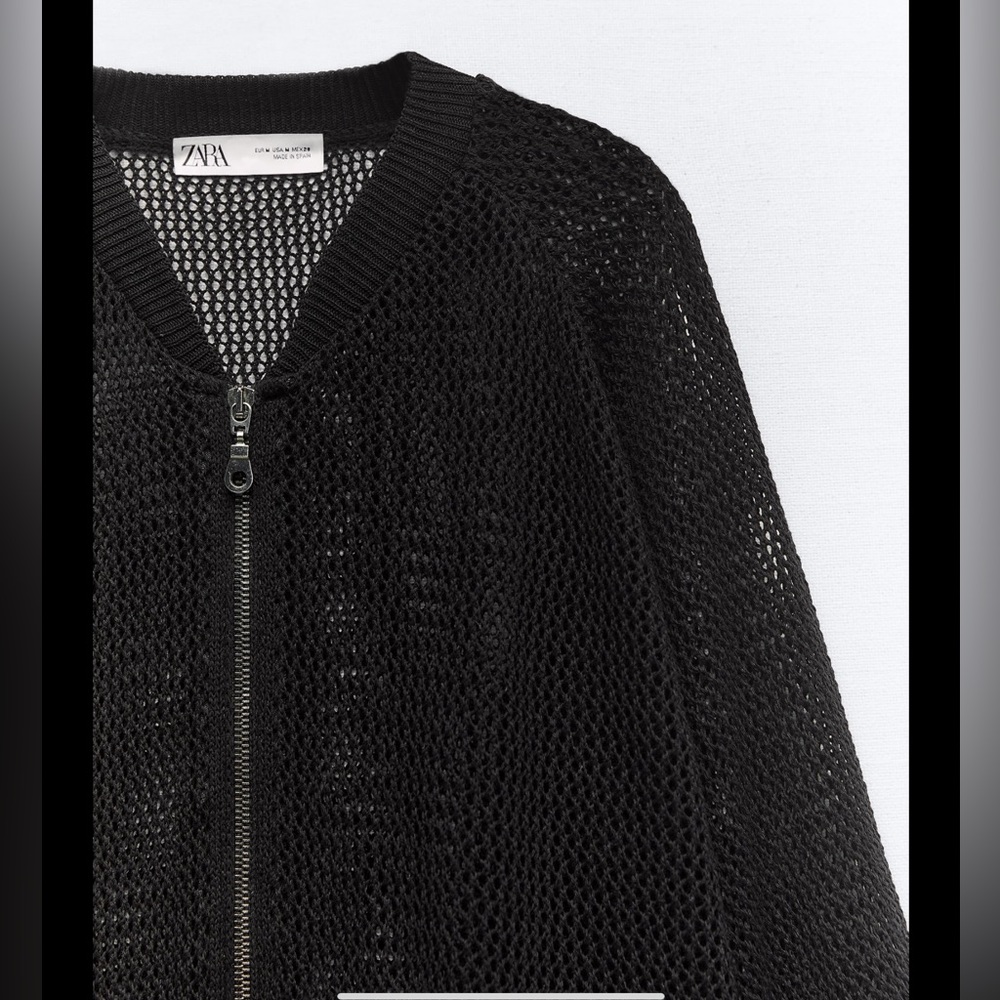 Zara mesh knit bomber cardigan top - Picture 6 of 7